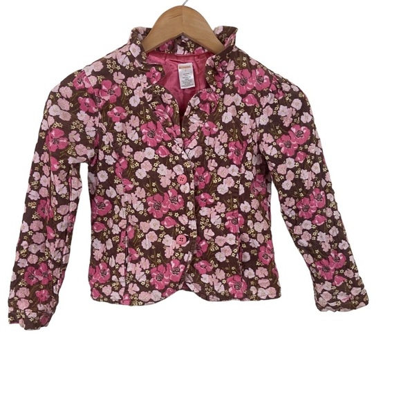 Gymboree Floral Corduroy Buttoned Blazer Girls Lined Multicolored Sz 7 - Picture 1 of 7